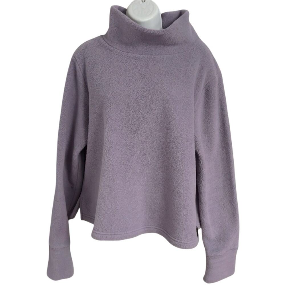 Cozy Lavender Fleece Sweater Gorpcore Granola Clean Girl Size L Made in Canada